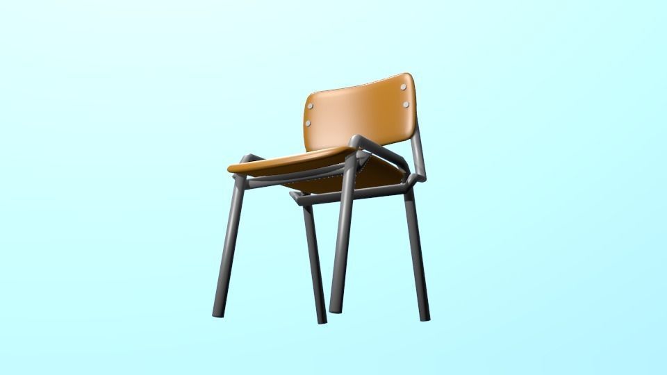 School Chair Low-poly 3D model_7