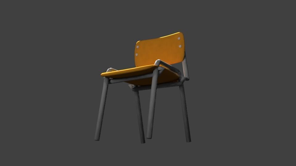 School Chair Low-poly 3D model_8