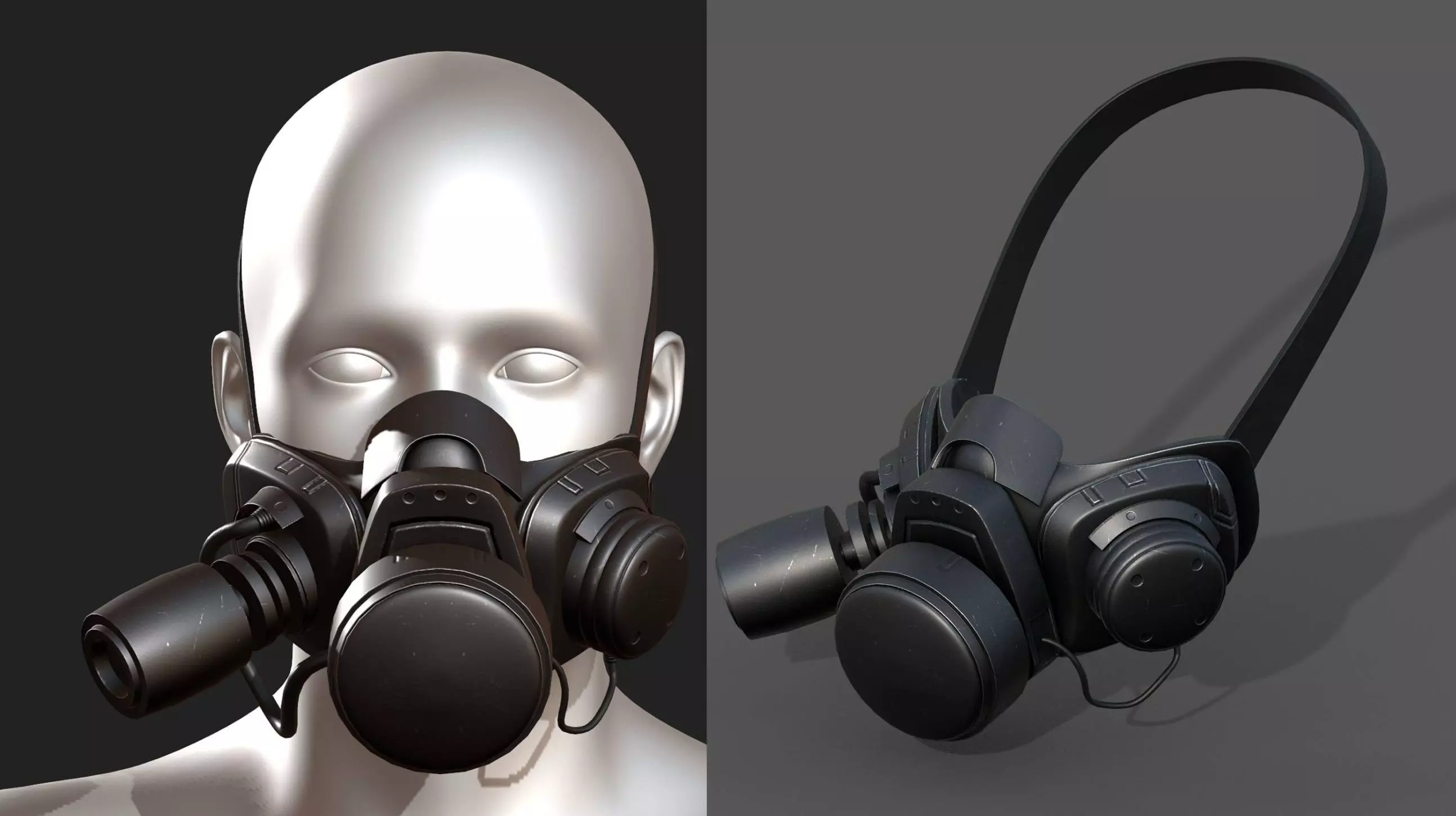 Gas mask scifi technology fantasy 3d model  Low-poly 3D model_0