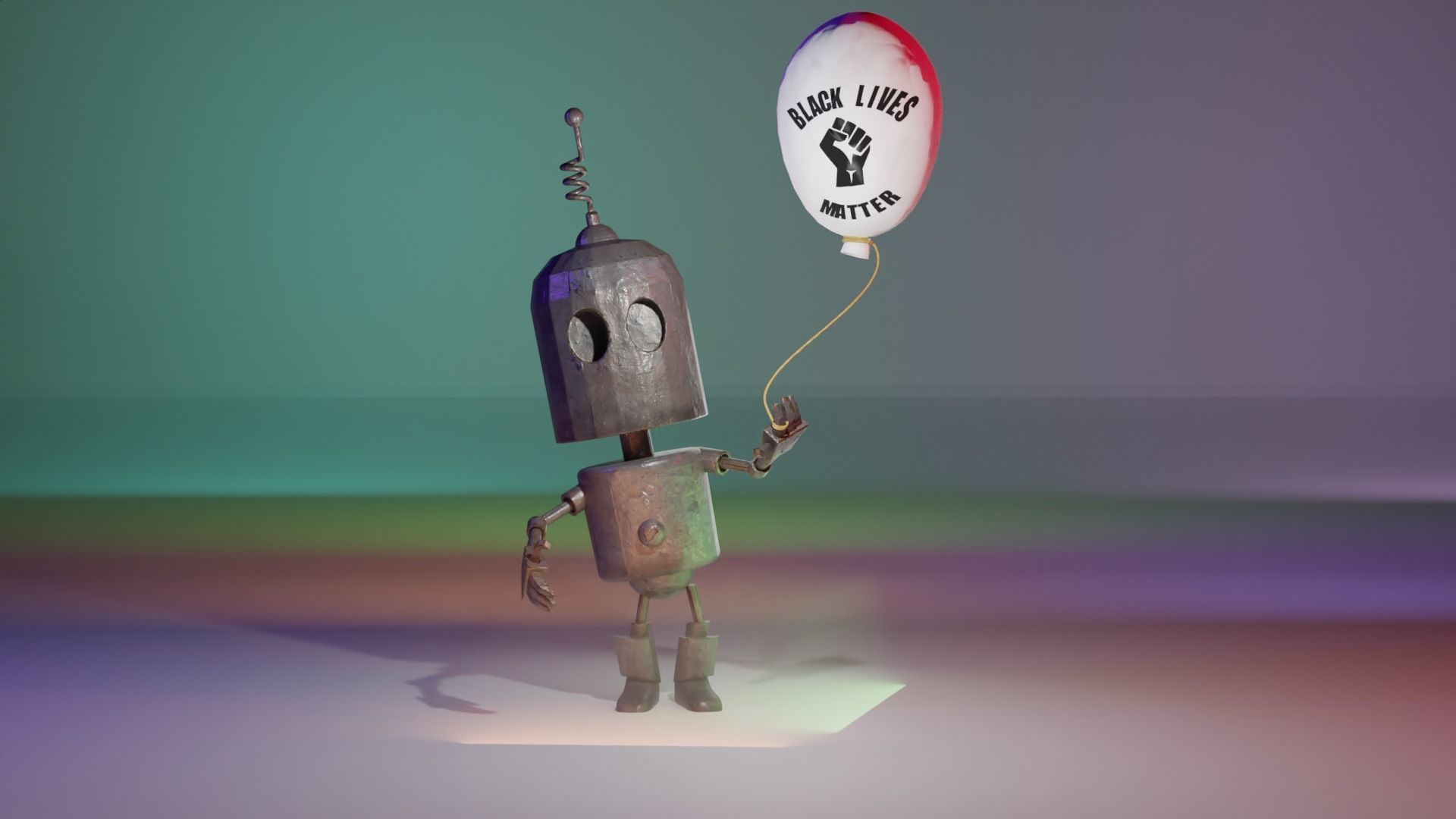 Black Lives Matter Tin Robot Tribute Free low-poly 3D model_10