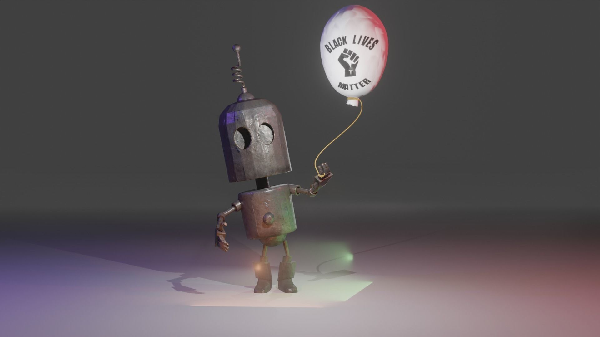 Black Lives Matter Tin Robot Tribute Free low-poly 3D model_12