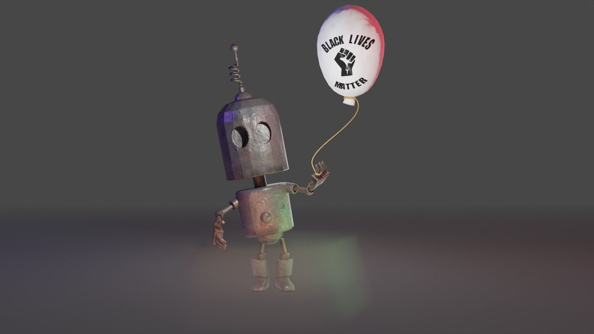 Black Lives Matter Tin Robot Tribute Free low-poly 3D model_11