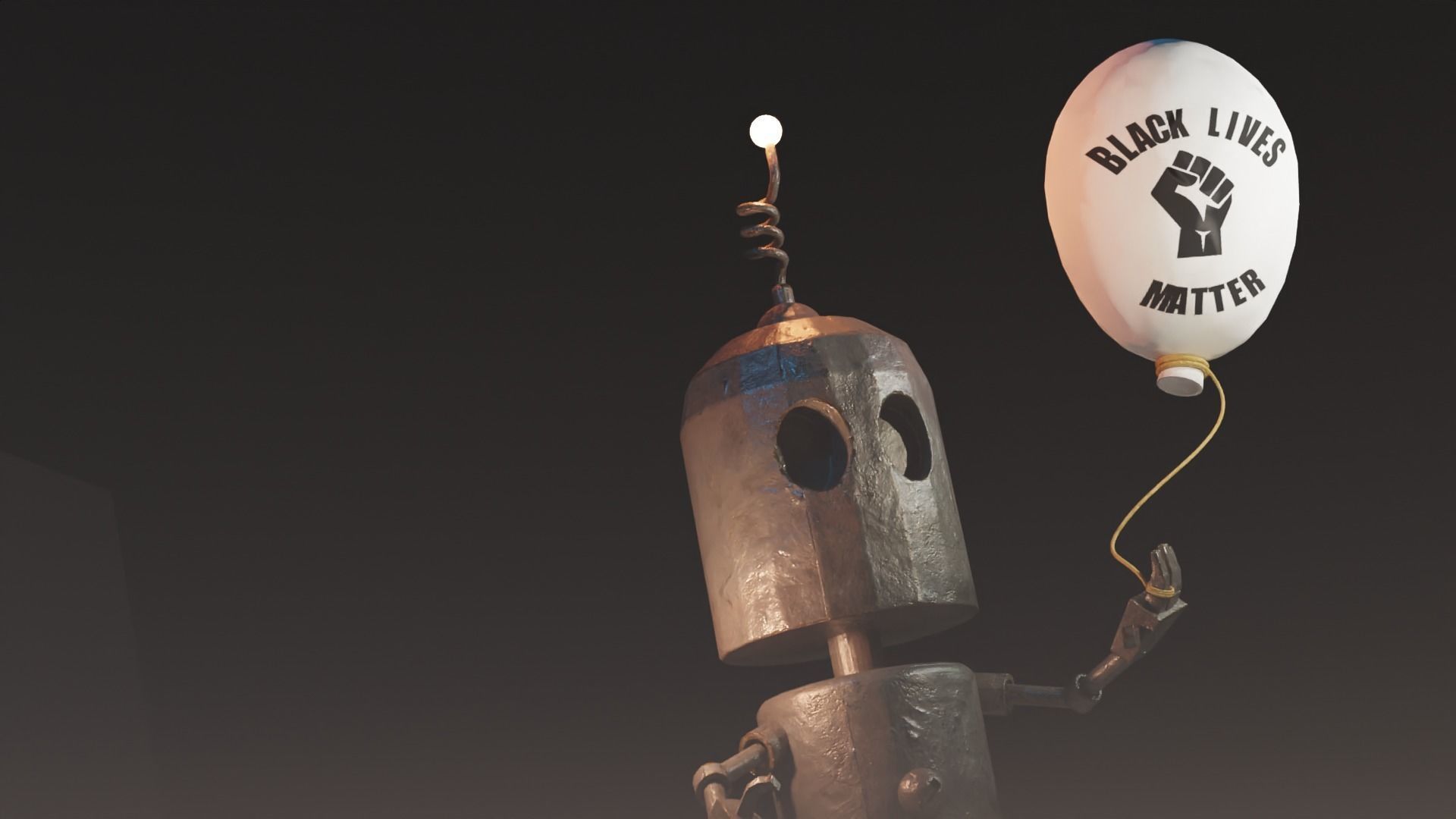 Black Lives Matter Tin Robot Tribute Free low-poly 3D model_13