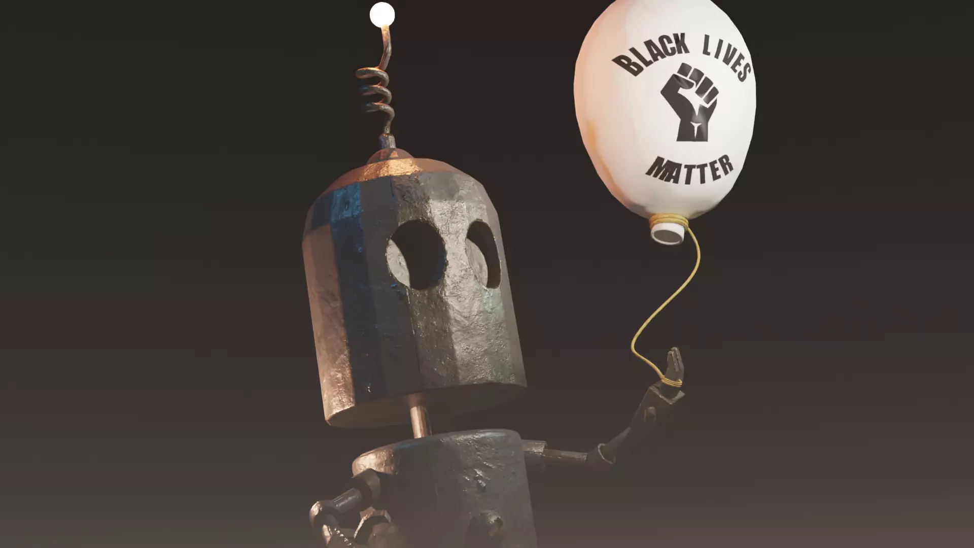 Black Lives Matter Tin Robot Tribute Free low-poly 3D model_0
