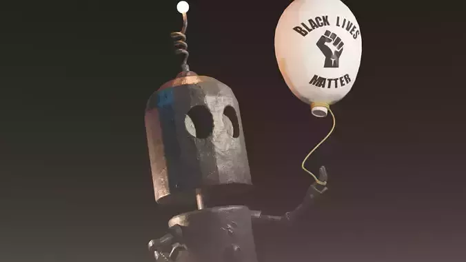 Black Lives Matter Tin Robot Tribute Free low-poly 3D model