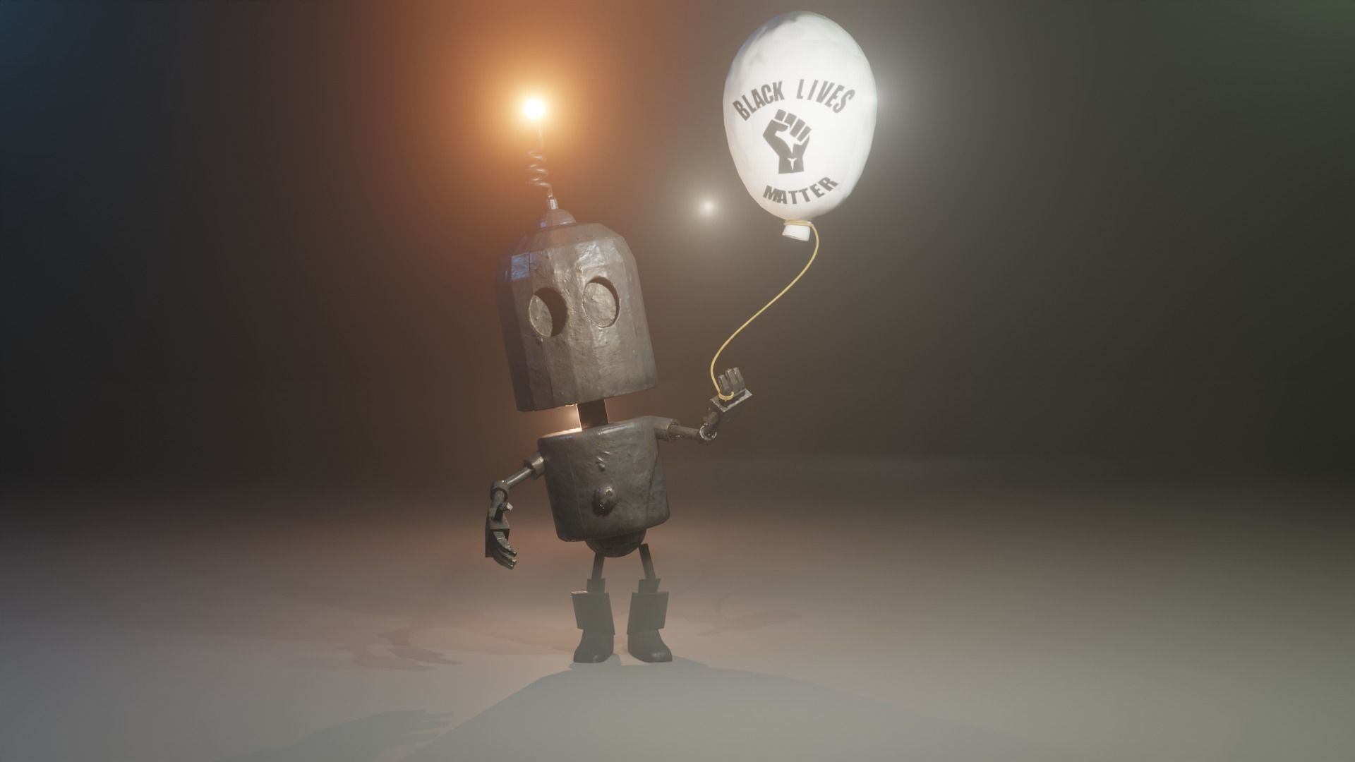 Black Lives Matter Tin Robot Tribute Free low-poly 3D model_2