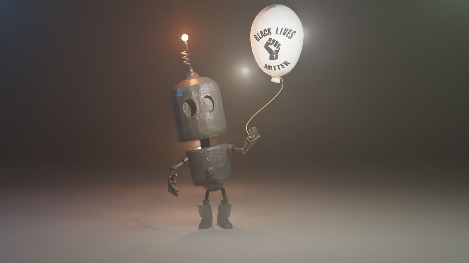 Black Lives Matter Tin Robot Tribute Free low-poly 3D model_3