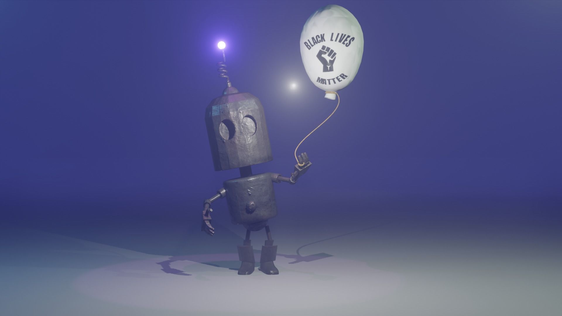 Black Lives Matter Tin Robot Tribute Free low-poly 3D model_15