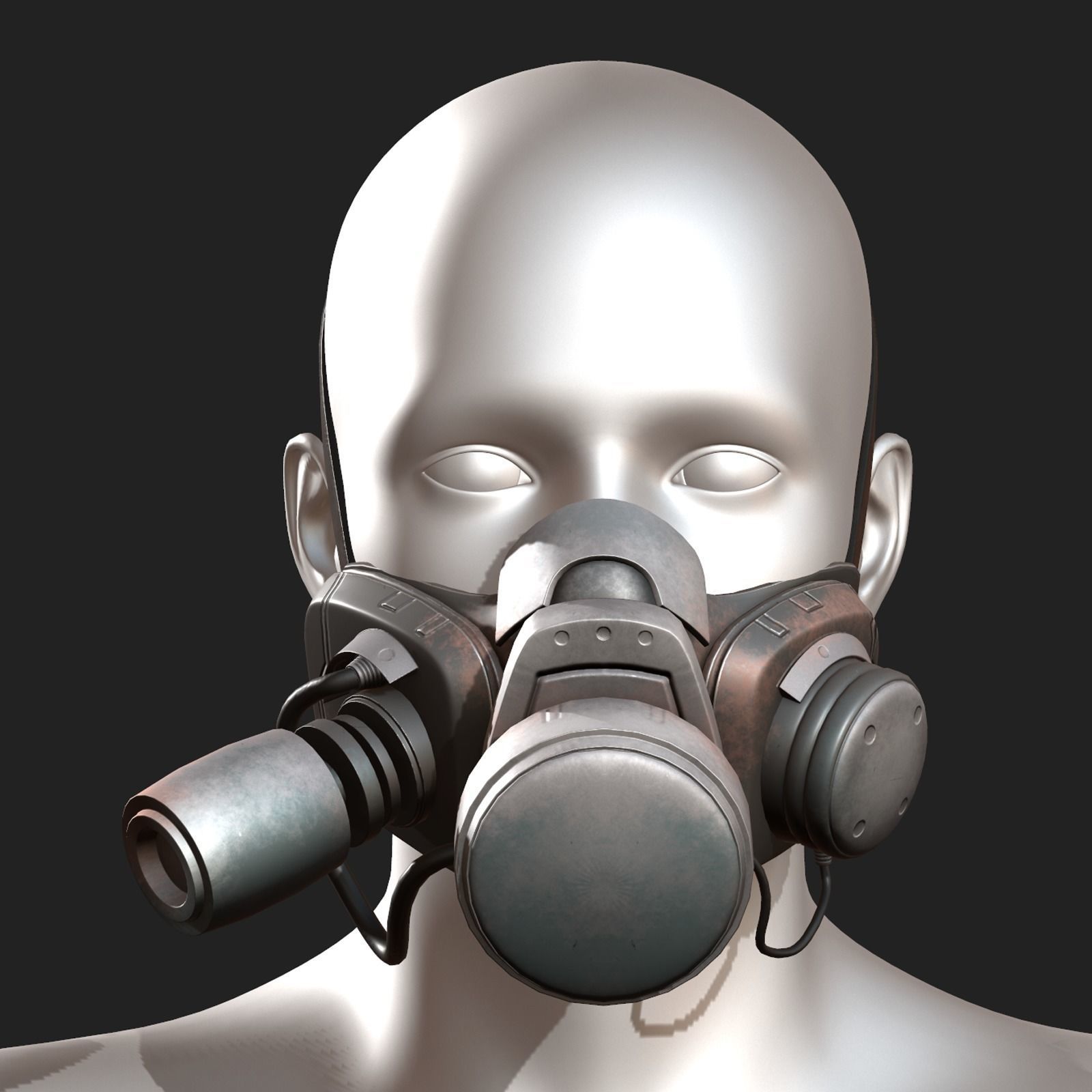 Gas mask respirator scifi futuristic military  Low-poly 3D model_2