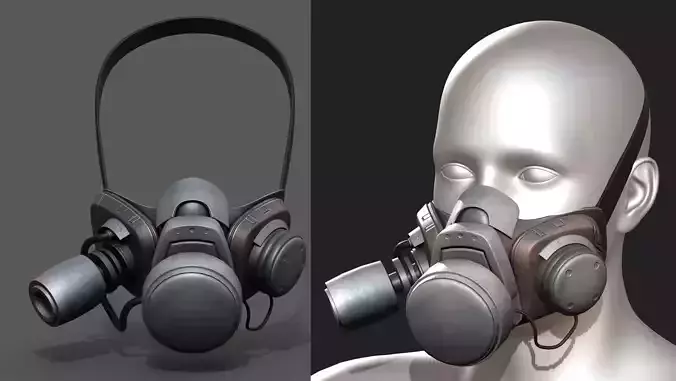 Gas mask respirator scifi futuristic military  Low-poly 3D model