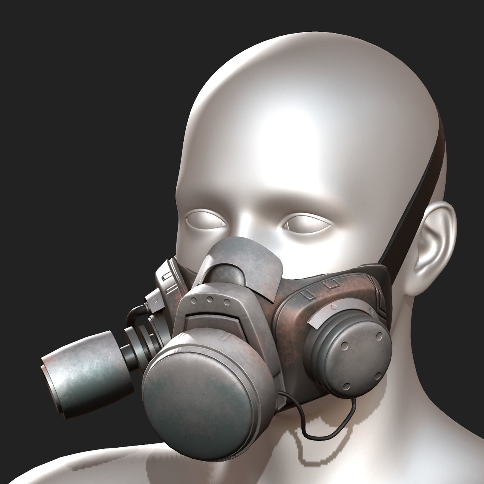 Gas mask respirator scifi futuristic military  Low-poly 3D model_1