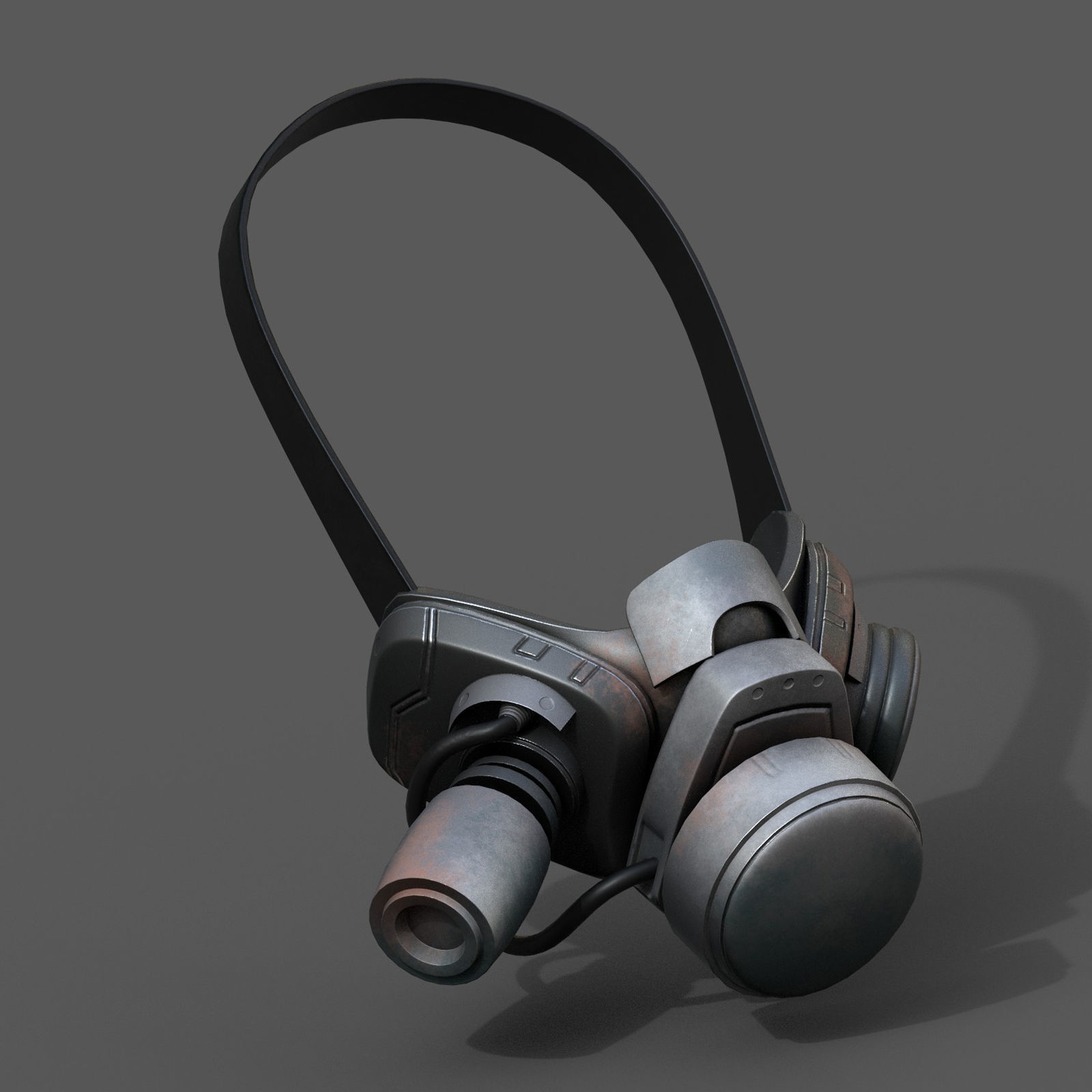 Gas mask respirator scifi futuristic military  Low-poly 3D model_4