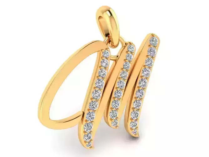 Pendant Alphabet Letter M Diamond
