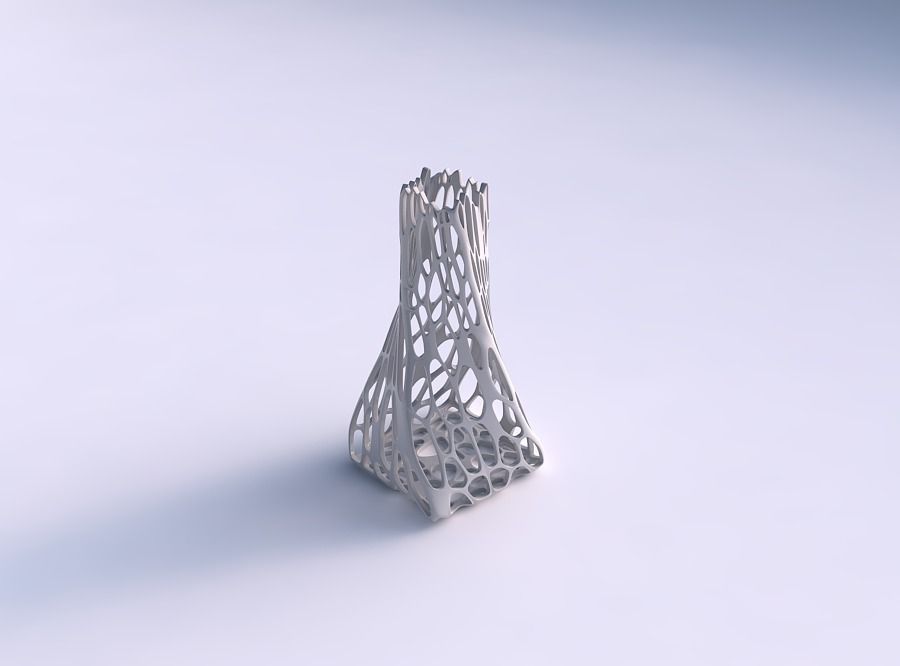Vase twisted squeezed quadratic with cracked organic lattice 3D print model_0