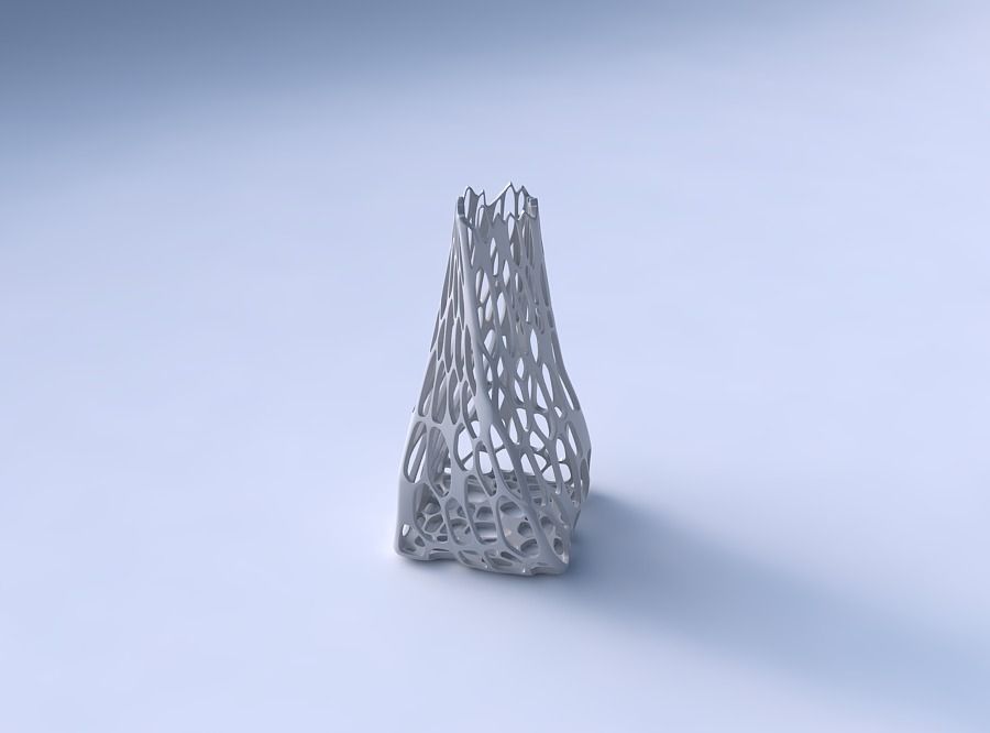 Vase twisted squeezed quadratic with cracked organic lattice 3D print model_3