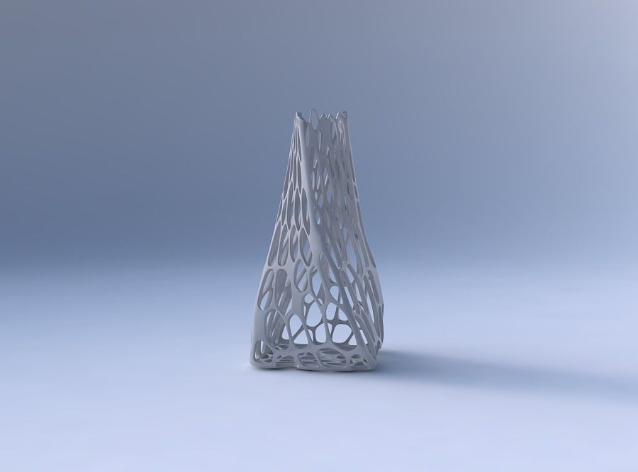 Vase twisted squeezed quadratic with cracked organic lattice 3D print model_4