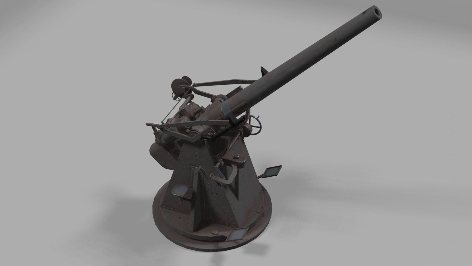 QF 3 naval 3 inch gun low poly Low-poly 3D model_3