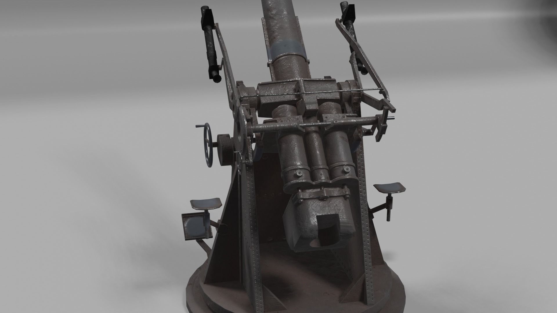 QF 3 naval 3 inch gun low poly Low-poly 3D model_4