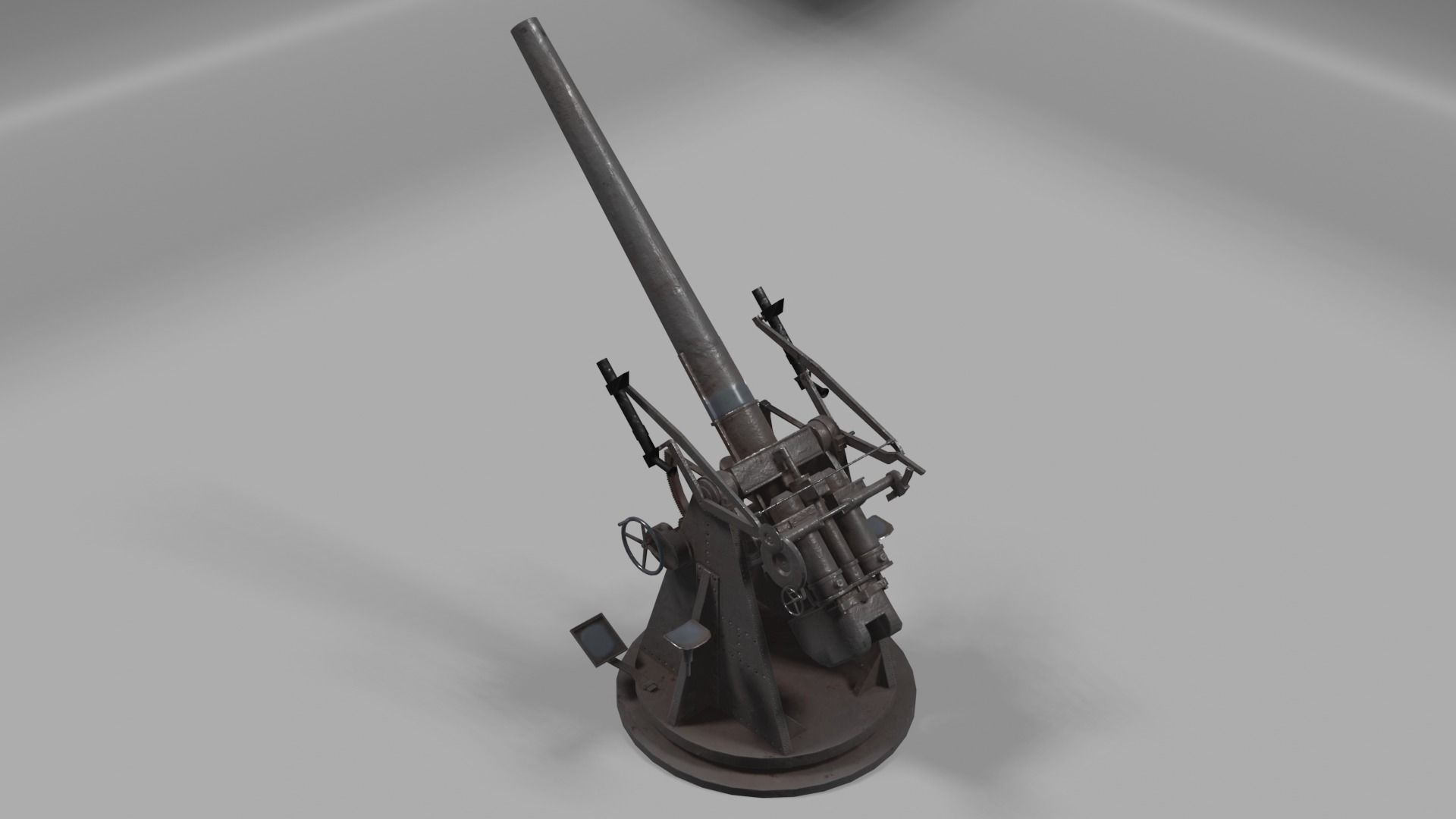 QF 3 naval 3 inch gun low poly Low-poly 3D model_2