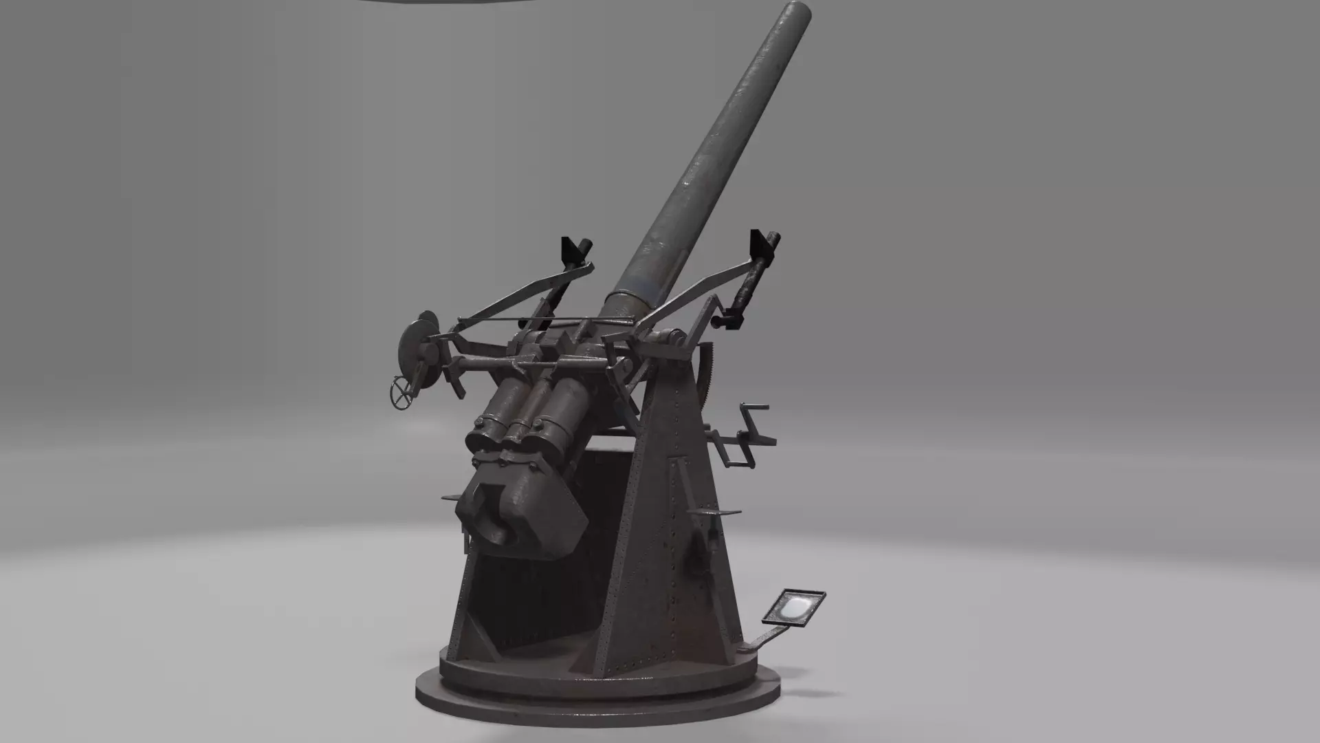 QF 3 naval 3 inch gun low poly Low-poly 3D model_0