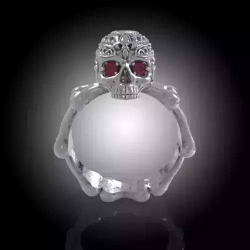 Stylish Skull Ring -Firenze Collection- Silver - Gold - Diamond 