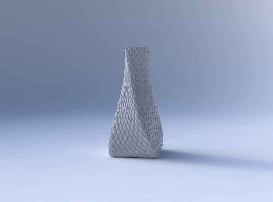 Vase twisted squeezed quadratic with diagonal grid bulges 3D print model_4