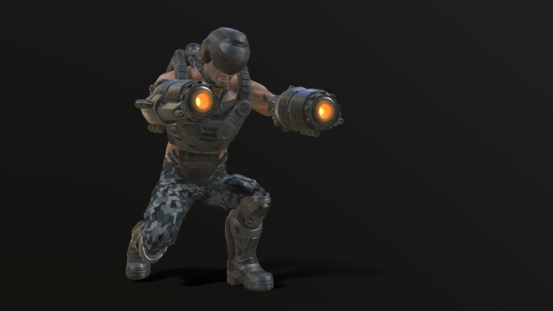Sci Fi Soldier kamikaze Low-poly 3D model_7