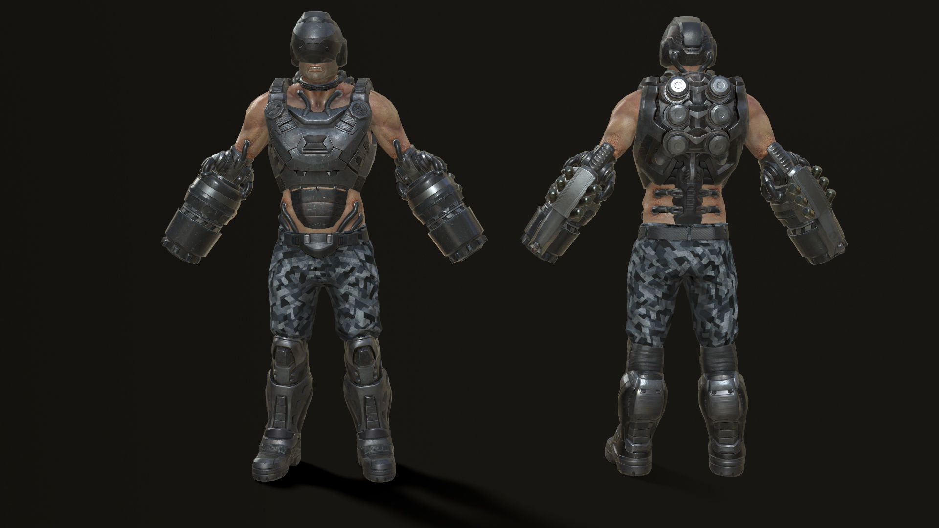 Sci Fi Soldier kamikaze Low-poly 3D model_2