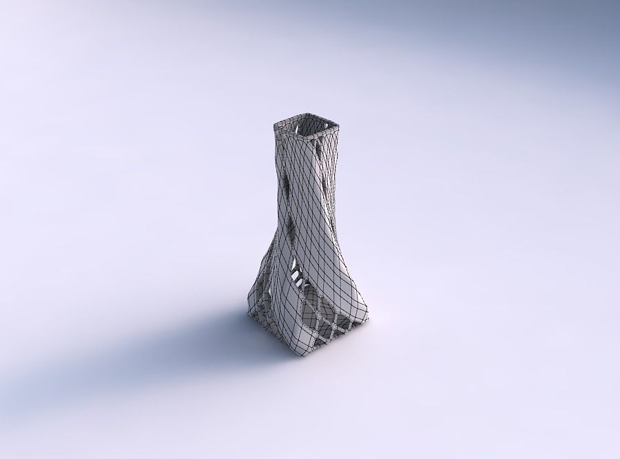 Vase twisted squeezed quadratic with diagonal grid lattice 2 3D print model_5