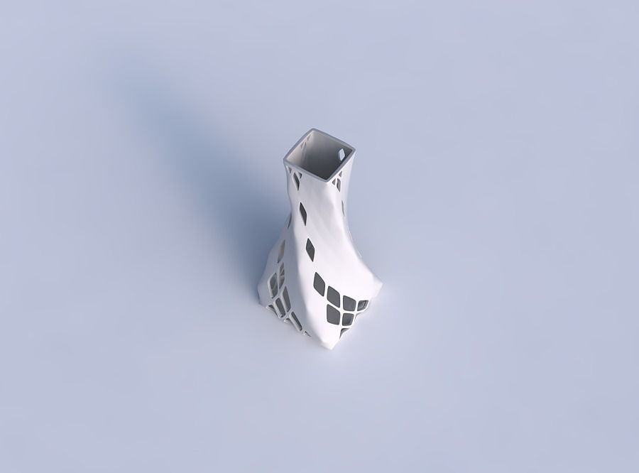 Vase twisted squeezed quadratic with diagonal grid lattice 2 3D print model_1