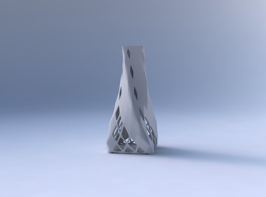 Vase twisted squeezed quadratic with diagonal grid lattice 2 3D print model_4