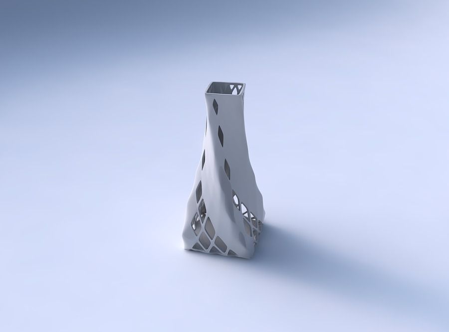 Vase twisted squeezed quadratic with diagonal grid lattice 2 3D print model_3