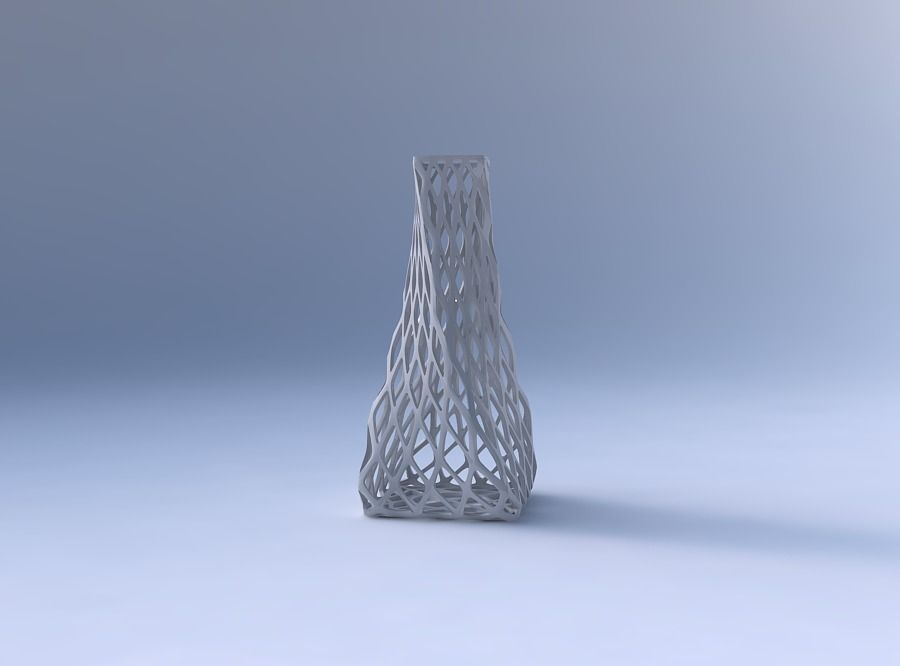 Vase twisted squeezed quadratic with diagonal grid lattice 3D print model_4