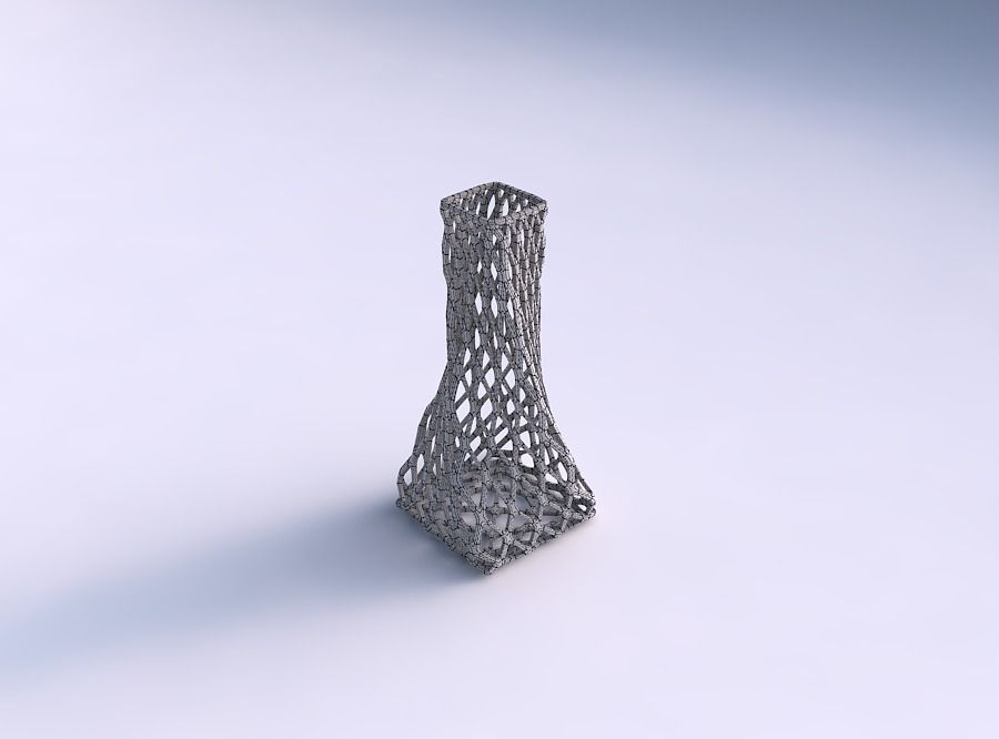 Vase twisted squeezed quadratic with diagonal grid lattice 3D print model_5