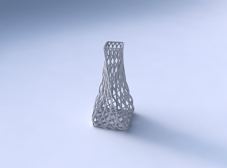 Vase twisted squeezed quadratic with diagonal grid lattice 3D print model_3