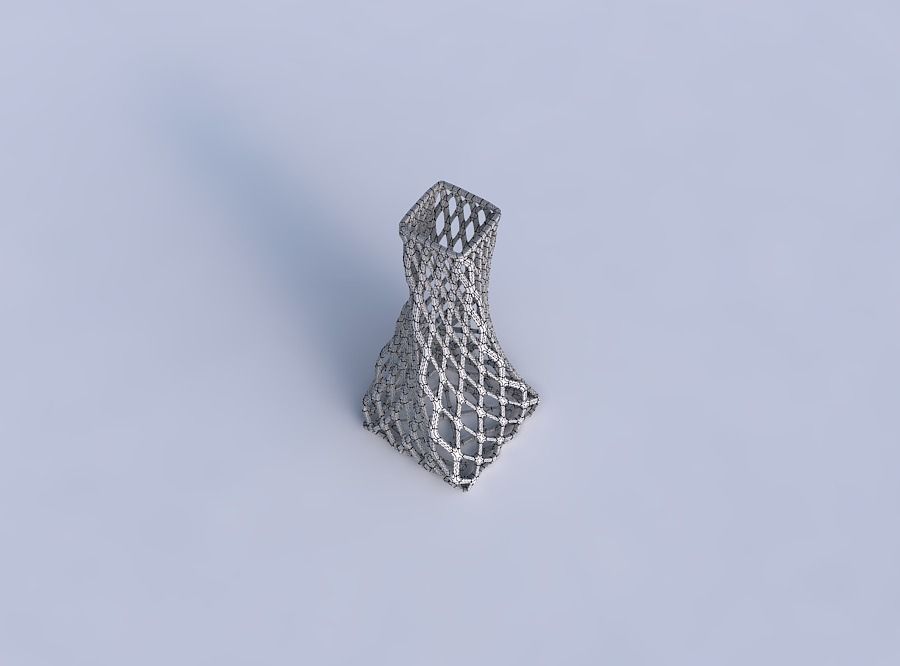 Vase twisted squeezed quadratic with diagonal grid lattice 3D print model_6