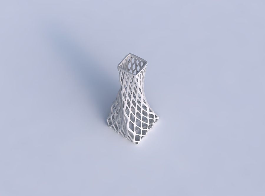Vase twisted squeezed quadratic with diagonal grid lattice 3D print model_1