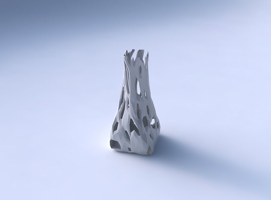 Vase twisted squeezed quadratic with faceted cuts 3D print model_3