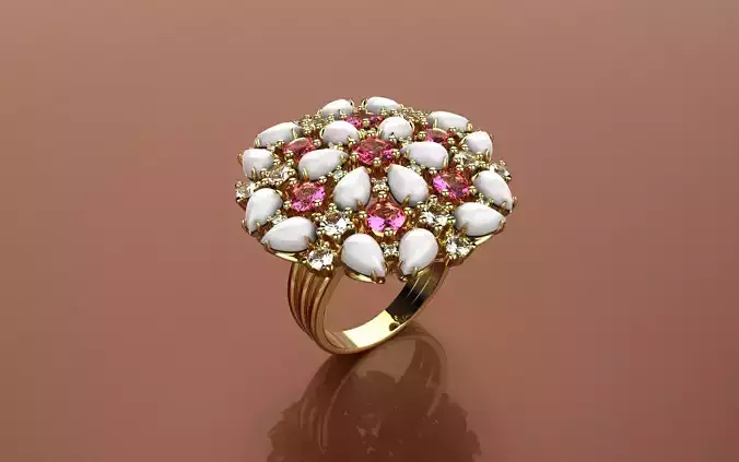 Ring Fusion Flowers Full - Jewelry 3D - AN-01 3D print model