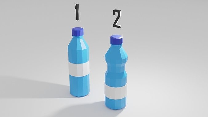 Low poly water bottles Free low-poly 3D model