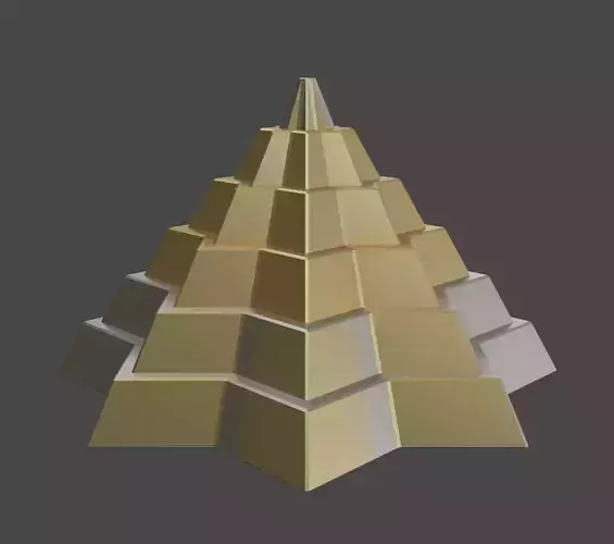 Golden Pyramidal Structure 8 Corners Mayan Style Low-poly 3D model