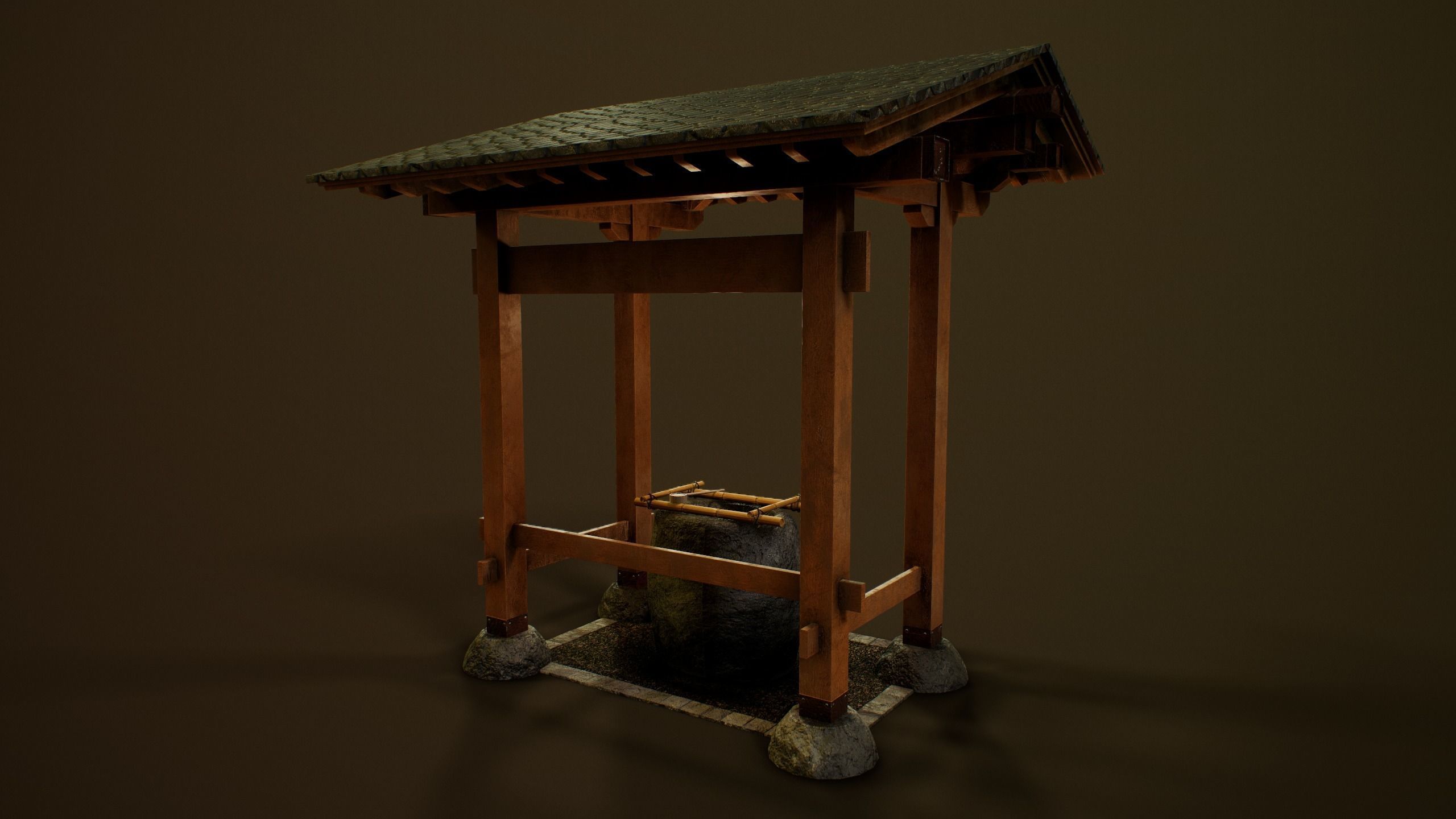 Temizuya - Japanese Shrine Low-poly 3D model_2