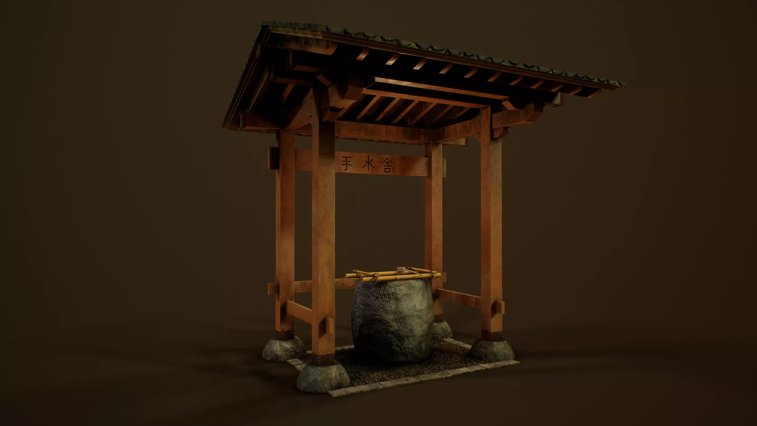 Temizuya - Japanese Shrine Low-poly 3D model_0