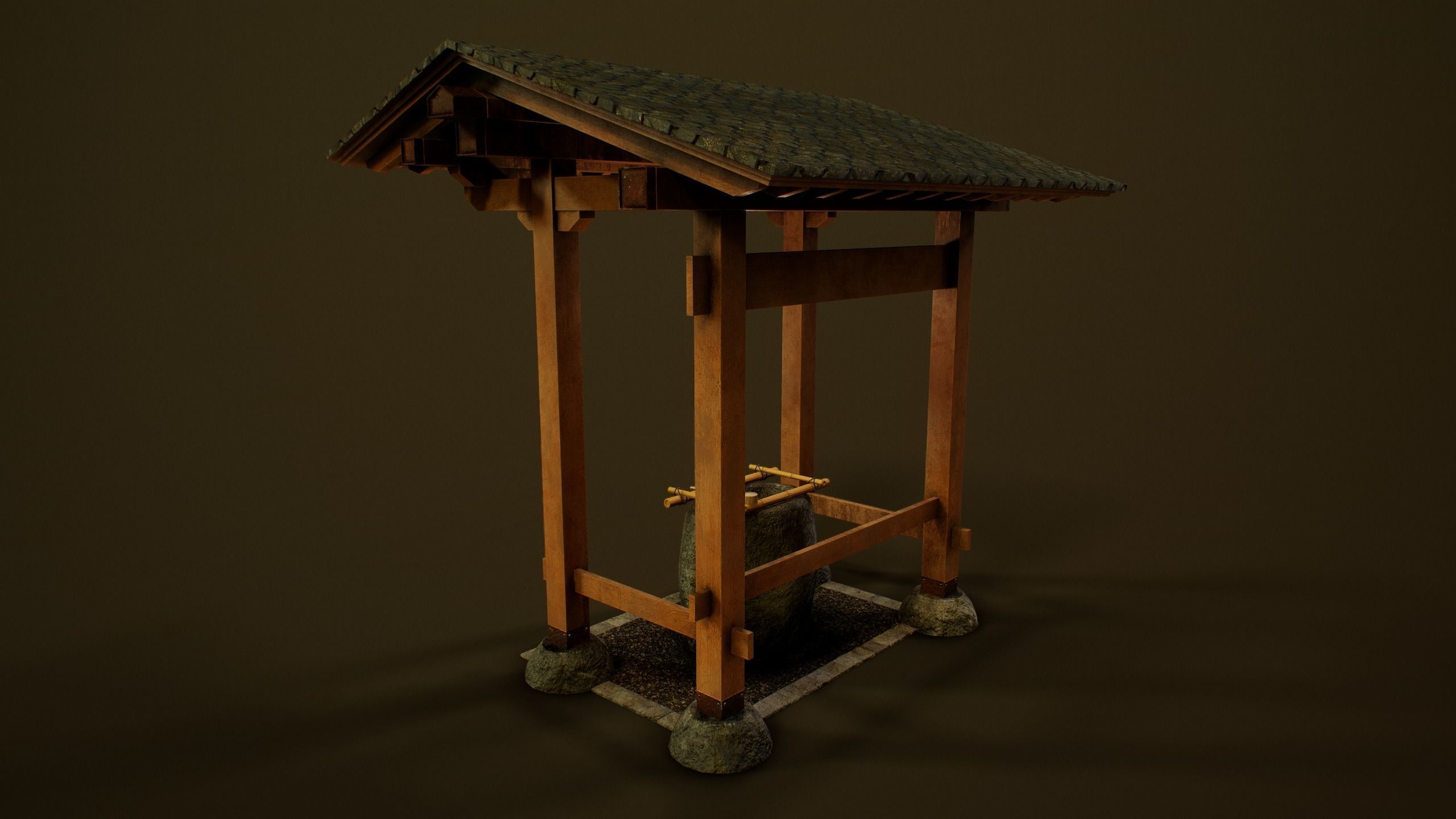 Temizuya - Japanese Shrine Low-poly 3D model_3