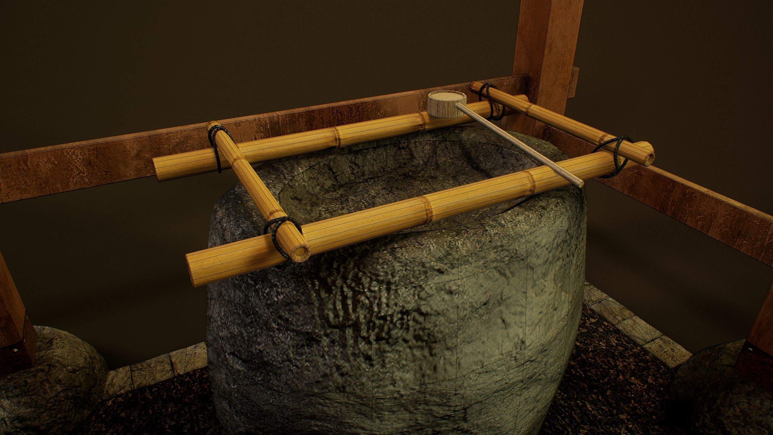 Temizuya - Japanese Shrine Low-poly 3D model_8