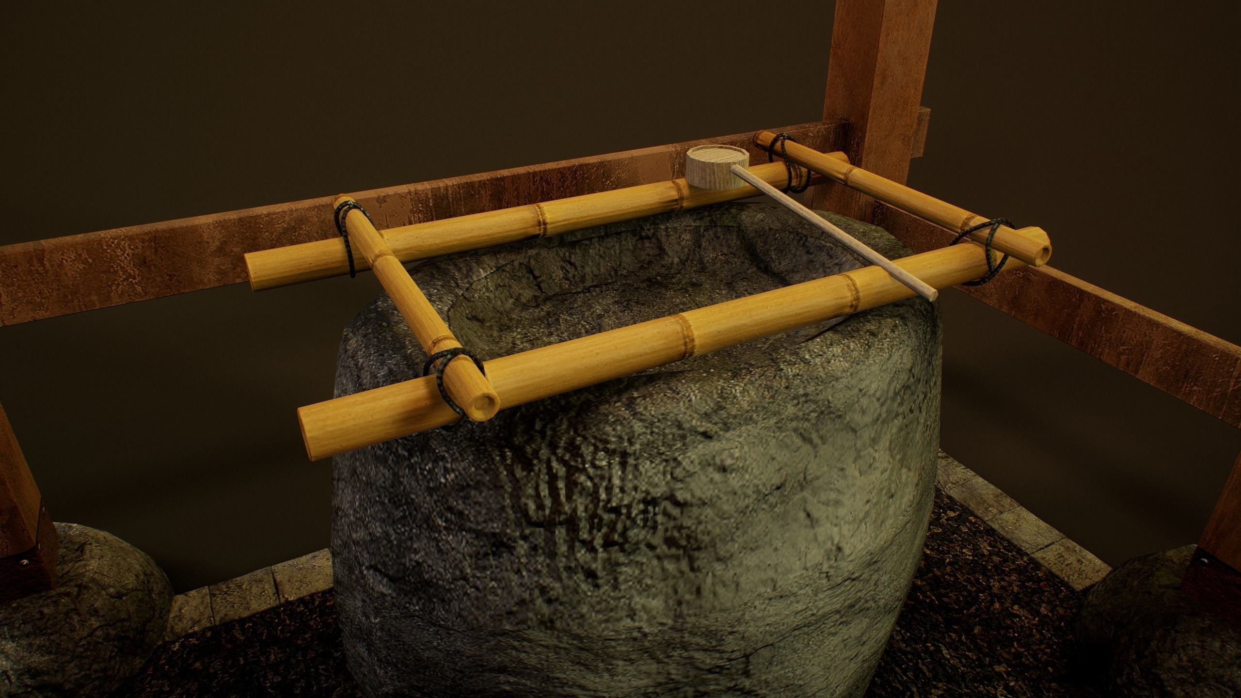 Temizuya - Japanese Shrine Low-poly 3D model_7