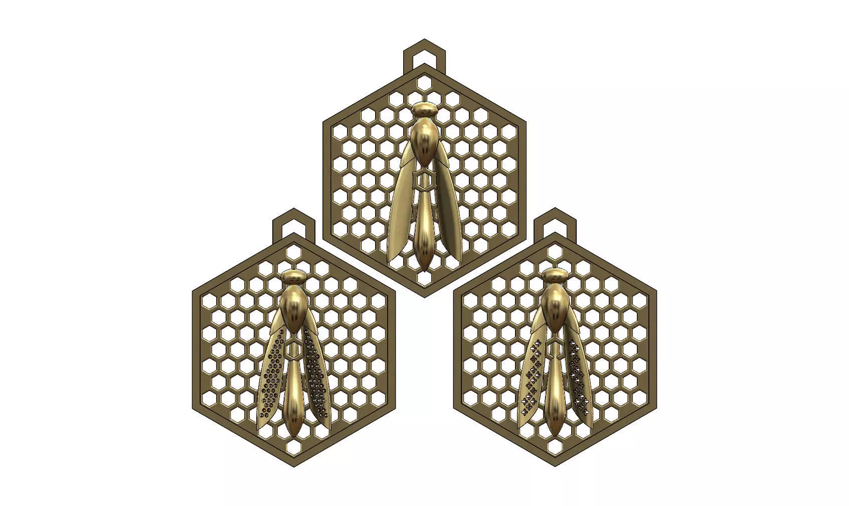 bee pendants with a honeycomb mesh 3D print model