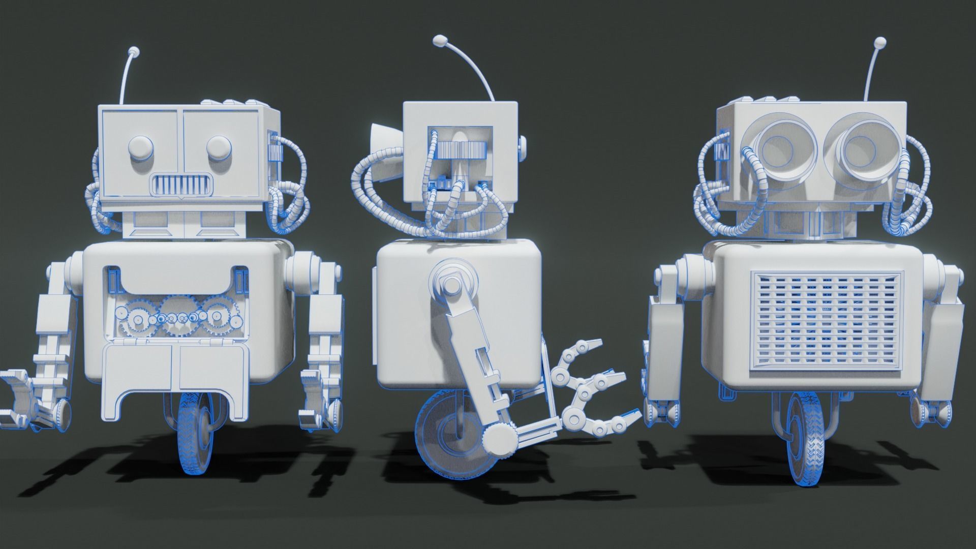 Old Rusty  Robot  Low-poly 3D model_3