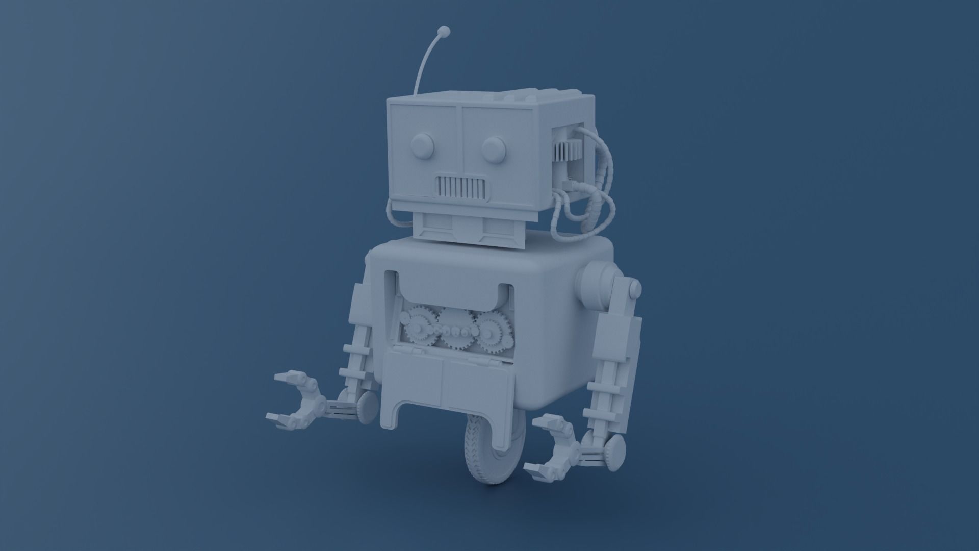 Old Rusty  Robot  Low-poly 3D model_4