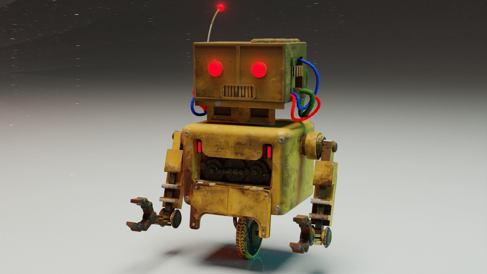 Old Rusty  Robot  Low-poly 3D model_1